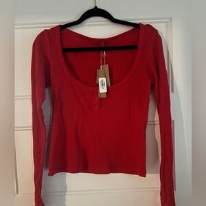SKIMS Scarlet Ribbed Long Sleeve Top